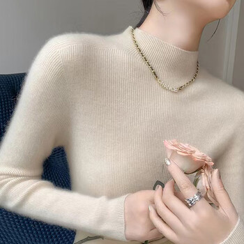 Yu zhaolin first-line ready-to-wear knitwear women's half turtle collar seamless sweater bottoming shirt women's slim fit pullover top