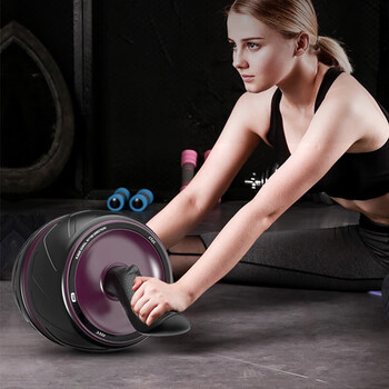 Duweike abdominal wheel abdominal muscle training men's and women's abdominal crunch fitness equipment home non-rebound sports headband with kneeling pad black and yellow giant wheel self-rebound black purple + thickened kneeling pad