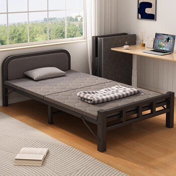 Yimo folding sheet single bed lunch break bed simple and portable rental room nap iron bed office hard camp bed gray 120