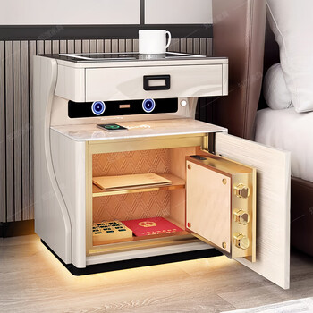 Xiaomi mijia smart bedside table 2025 new bedroom safe locker lockable slate storage cabinet solid wood smart safe off-white safe wireless + light + bluetooth speaker completely shipped width 50* depth 40* height 60cm