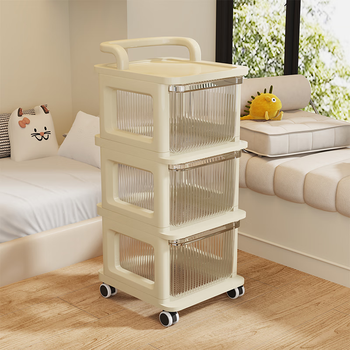 Nifeng stroller rack floor-standing multi-layer snack storage home living room rack baby products baby toy storage rack cream white 3 layers high cost performance transparent drawer