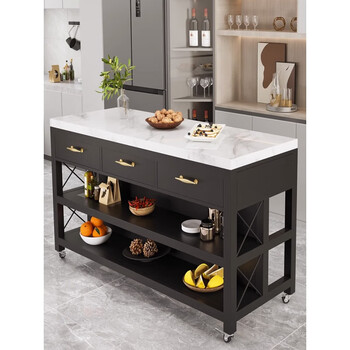 Zhaoran marble island kitchen open dining table removable workbench cooking table storage storage sideboard marble countertop 180*60*85cm four drawers