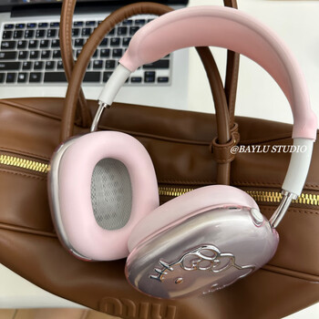 Mengjue baylu blogger's same style airpodsmax hello kitty protective cover apple headset max earmuffs cross head beam apm protective shell protective cover with hellokitt shell+pink headband+pink earmuffs+pink net airpods max 1/2 generation
