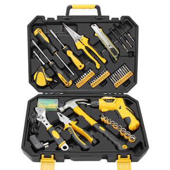Red tool box set household mini electric screwdriver rechargeable combination 95-piece repair hardware set 95-piece household electric screwdriver repair set