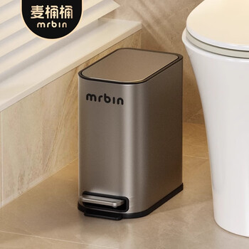Wheat bucket (mr.bin) bathroom trash can narrow gap toilet foot pedal special stainless steel sanitary bucket with lid paper basket anti-odor new product gray gray-6l-bathroom/bedroom
