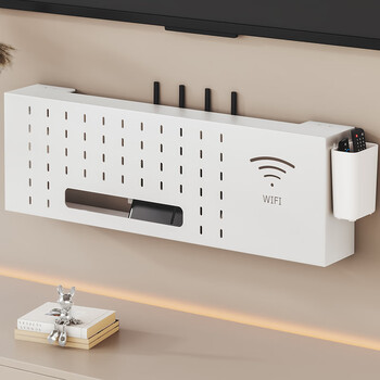 Wojia router placement rack, punch-free wall-mounted set-top box rack, fixed socket block, wall-mounted wifi storage rack