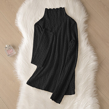 Cypress lace bottoming shirt 2025 autumn new women's fashion sweet half turtle collar pullover age reduction top