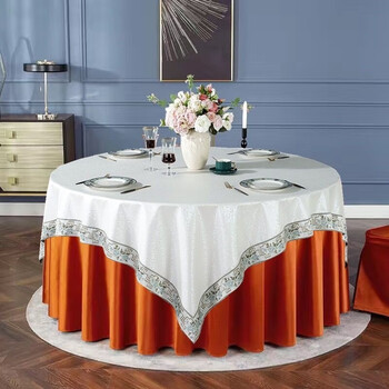 Sailotou round tablecloth waterproof and oil-proof no-wash anti-scalding table mat european style hotel restaurant round table mat fabric tablecloth white and brown 1 point 8 meters table
