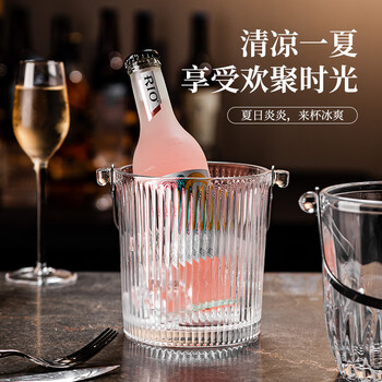 Fapno's high-looking thickened glass ice bucket for home ktv bar commercial beer and red wine ice cubes champagne bucket high-end glass exquisite ice bucket (free ice clip)
