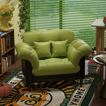 Svago camellia living room small apartment single chair rental apartment bedroom leather art leisure chair designer b&b sofa camellia green + black main picture 90cm wear-resistant cat claw leather soft bag removable and washable 2 pillows included