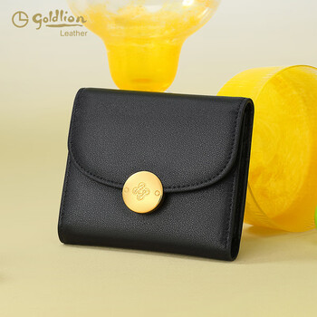 Goldlion women's bag autumn new wallet short fashion card holder multifunctional coin purse new year gift black