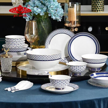 Red rose tangshan bone china tableware set is a great gift for the new era qian duoduo bone china tableware multi bone china tableware