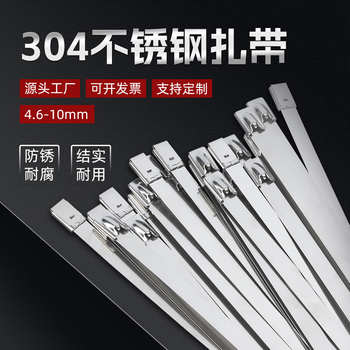 Guwanji 304 stainless steel cable tie self-locking 4.6mm wire bridge metal strap outdoor anti-oxidation marine cable tie 4.6x300mm (20 pieces)