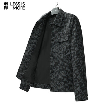 Lilang all-over printed jacquard jacket men's wear-resistant, comfortable, classic light luxurious casual jacket black xl (175)