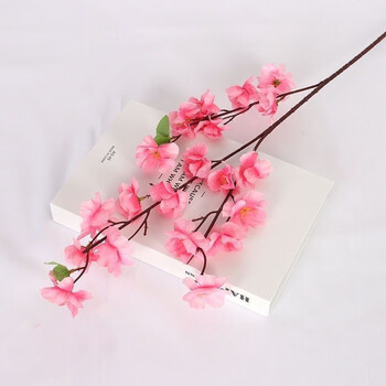 Simulated peach blossom fake flower living room simulated flower single plastic dried flower ornament wedding decoration floor-standing cherry blossom 3-pin pink peach blossom (double-layer encryption) 1 piece