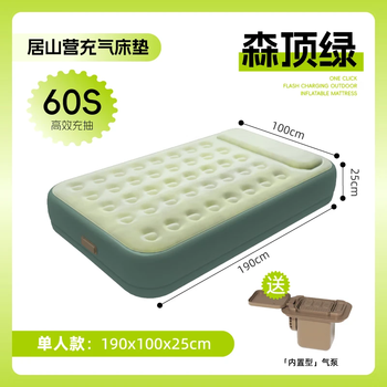 Adandyish electric storage pump outdoor inflatable mattress travel home lunch break camping single double bed 190*100*25 green