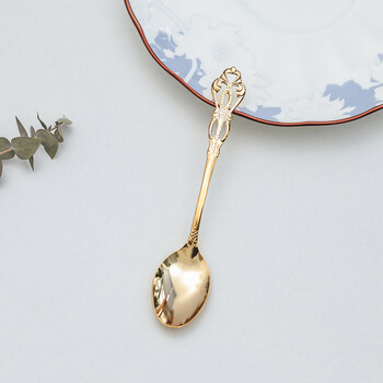 Mokushin japanese gaosang metal gold hollow series stainless steel forks and spoons tableware european dessert forks dessert spoons cake forks golden coffee spoons