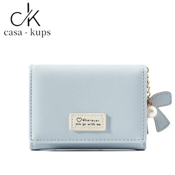 Casa-kupsck japanese and korean small fresh short wallet girl girl heart student trend sweet bow mini small money clip 8159 blue