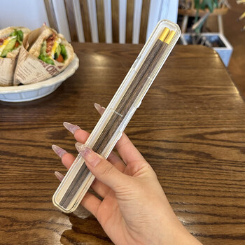 Ye yu chicken wing wood chopsticks and spoon set single portable tableware for one person household personal use chopsticks box + chicken wing wood chopsticks 21cm 1 set