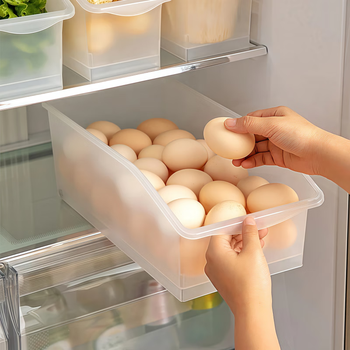 Xinwujia egg storage box, food-grade crisper, drawer-type refrigerator storage and organization artifact, vegetable and fruit storage box, large size - white, one pack, holds about 30 eggs