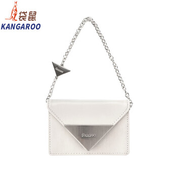 Kangaroo (kangaroo) re fennec card holder first layer patent leather cowhide limited chain detachable tri-fold card holder for women white | gift box
