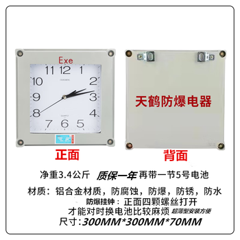 Tianhe explosion-proof quartz clock explosion-proof box electronic clock clock digital clock hazardous area explosion-proof wall clock 300*300*70 compass movement 12 inches