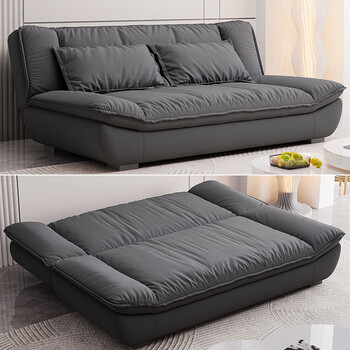 Guwu sailing fabric sofa bed integrated folding dual-purpose 2025 new modern simple living room small apartment lazy single and double milk velvet-dark gray 1.8*1.25 meters