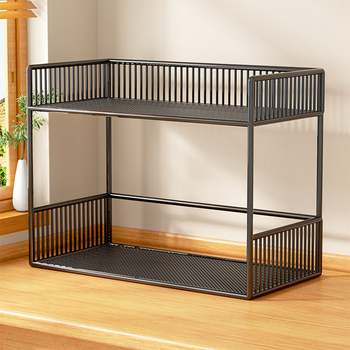 Banglinna desktop storage rack dining table cup snack rack coffee table living room cup water glass table top multi-layer organizing artifact black-two-layer medium bold style