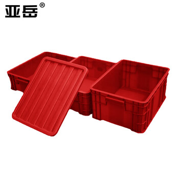 Yayue plastic turnover box red thickened logistics box with lid industrial storage organizer plastic basket material box with lid 450*335*100mm