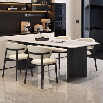 Lihua tianyu italian minimalist black slate dining table and chair combination for small apartments, light luxury and high-end, medieval style solid wood dining table, one table and four chairs, ramrod chair 1.6m