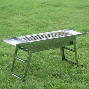 Stainless steel barbecue grill outdoor portable folding grill household charcoal barbecue grill carbon grill outdoor stove stainless steel barbecue grill with material plate (vertical bar) 60*22*39