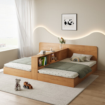 Huangguoxuan double bed does not interfere with each other, one room turns into tatami, separate partition bed, children's bed does not interfere with two beds, storage customization 1.1m bed + partition + 1.1m bed (without mattress)