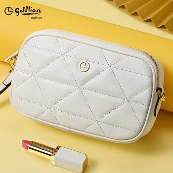 Goldlion g+ goldlion women's clutch 2025 new model can hold mobile phone high-end temperament handbag large capacity genuine leather women's bag white