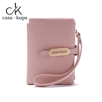Casa-kupsck short women's wallet 2025 new girl small fresh solid color simple large capacity coin purse bracelet pink