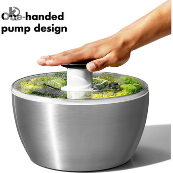 Kuangyi german purchasing agent stainless steel vegetable dehydrator vegetable spinner salad making bowl silver german purchasing agent