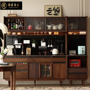 Jinjiang chuancheng north american black walnut sideboard french retro all solid wood wall-mounted dining cabinet storage cupboard black walnut single cabinet 150*45*200cm