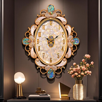 Zunell european shell wall clock living room 2026 new modern light luxury high-end wall watch high-end creative clock watch wall hanging shell dial hundred diamond inlaid