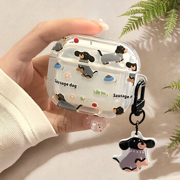 Shell sister is suitable for airpods4 protective cover ins fun dachshund dog belt pendant apple headphone protective cover wireless bluetooth headphone cover anti-fall creative anti-slip