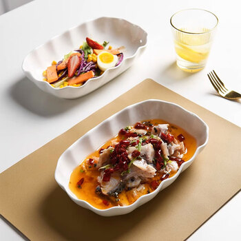 Jiwu forest ceramic plate household salad plate deep plate soup plate steak plate western plate dumpling plate 10 inches 2 pieces