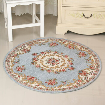Pastoral rose european round carpet rocking chair hanging basket floor mat computer chair bedroom round carpet light luxury retro entry mat elizabeth gray blue 200cm*200cm round