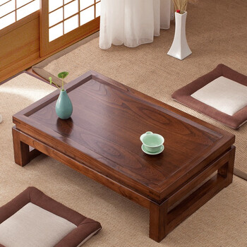 Shantou lincun japanese-style small tea table, zen modern and simple solid wood kang table, bay window table, window sill low table, customized size, complete decoration