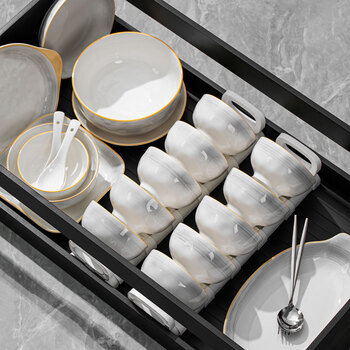 Garson dish set household 2025 new high-value tableware ceramic bowls and plates underglaze color bowls for moving into a new home 4.5-inch bowl set of two - yue ruyan