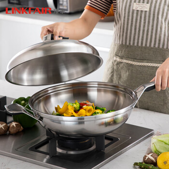Lingfeng linkfair/lesa series stainless steel wok is convenient for home use 32cm 32*10.3cm