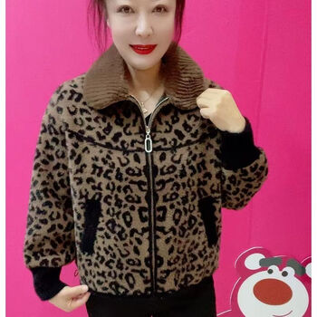 Xia dian suding queen (se.pstp) western-style mother's fashion fashionable leopard print coat for women spring, autumn and winter loose thickened short cardigan top, camel color, no shedding, no pilling, xl, recommended 115-125 pounds