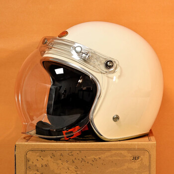 Jef taiwan retro helmet motorcycle safety helmet high-looking scooter electric motorcycle three-quarter helmet for men and women ivory white + free (transparent bubble mirror) m