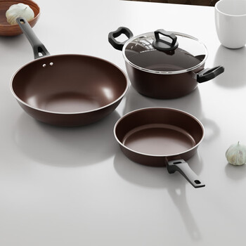 Bikrimio enamel pots and pans universal kitchen set of three pieces