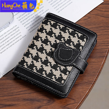 Ye yu's new original cute mao ni bear wallet 2025 autumn plaid short lightweight card holder wallet large capacity women houndstooth black regular style