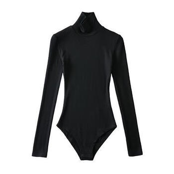 Taoyiyou (taoyiyou) european and american style slimming bodysuit for women, spring and autumn, high collar, figure-showing bottoming long-sleeved top, black s, recommended around 80-90 pounds