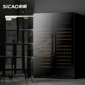 Xinchao red wine cabinet with constant temperature and humidity for home use double-door upright and embedded wine and liquor preservation and refrigerated beverages 400f-dual temperature dual level one energy efficiency frequency conversion system