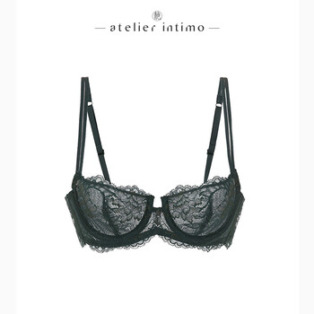 Atelier intimo iris 5/8 cup soft underwire levis lace bra for big breasts, lake green 70b